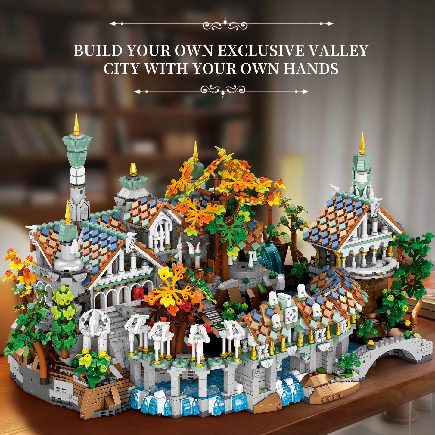 4406PCS MOC Movie Rings Rivendell Medieval Castle Building Blocks Street View Modular Architecture Model Bricks Toys Adults Gift