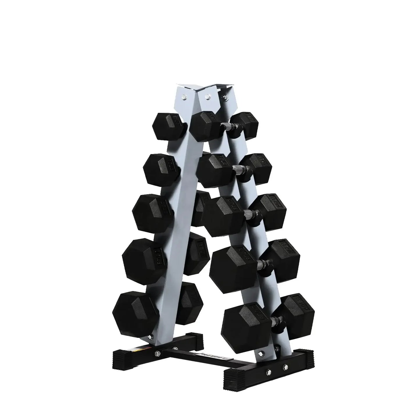 RitFit Rubber Hex Dumbbell Set With Rack 250-650 Lb