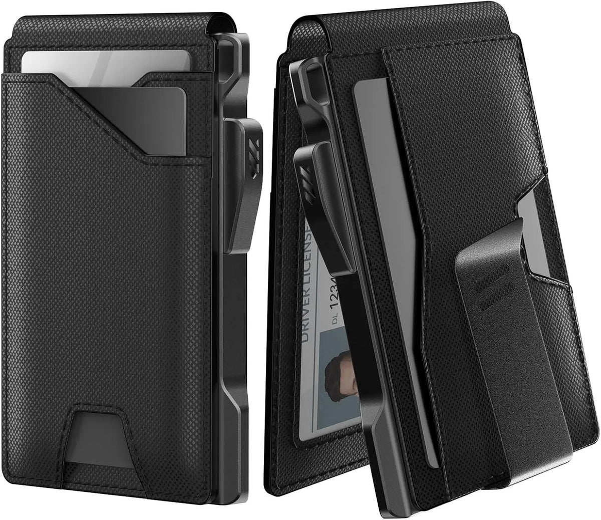 Tactical Wallet Card Holder: Pop Up Card Case, Genuine Leather, Smart,Slim, Minimalist, Thin, Front Pocket - 9-13 Card Capacitiy