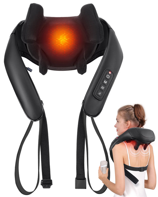 MASGRE Shiatsu Back Neck Massager With Heat 3D Kneading Pillow