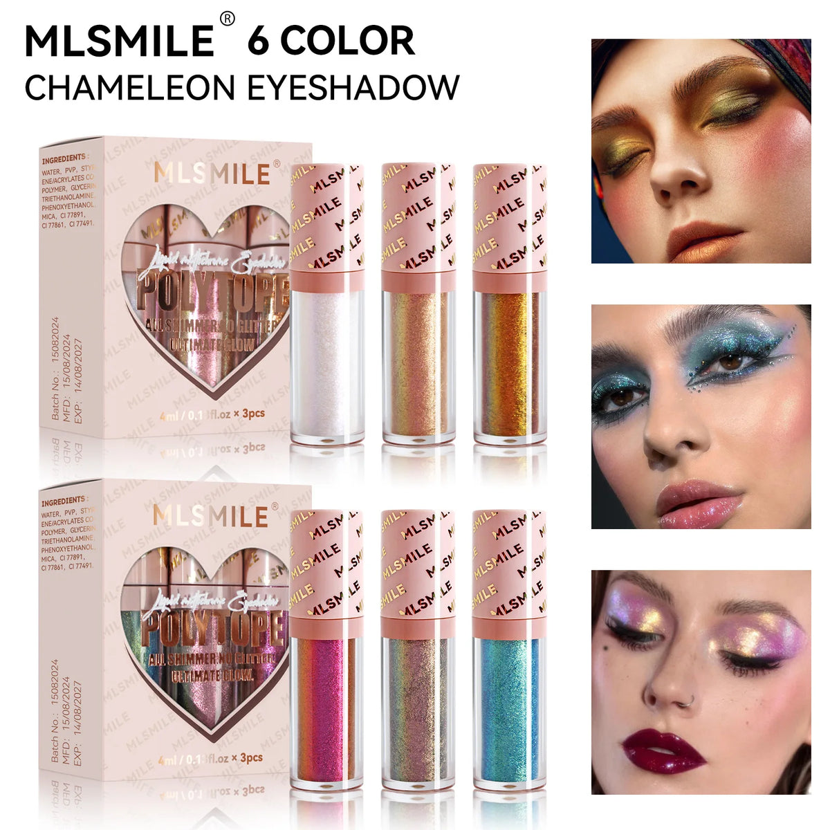 3-Pack Liquid Eyeshadow Set, Metallic Shimmer Highly Pigmented Eye Makeup, Smooth Long-Lasting Blendable Formula for Everyday Glam Party Looks Gift for Women