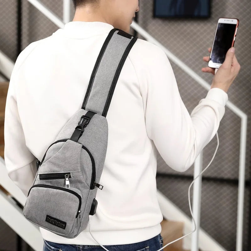 Men's Casual Crossbody Messenger Shoulder Bag With Phone Pocket