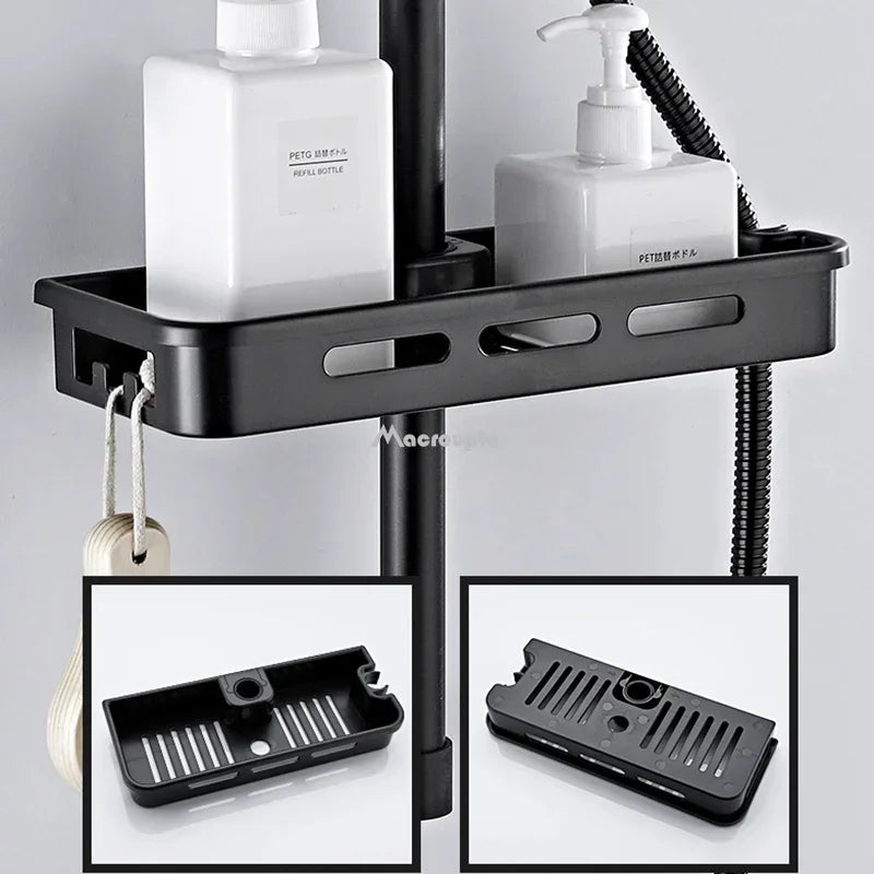 Wall Mounted Shower Storage Rack Organizer No Drill With Shelves