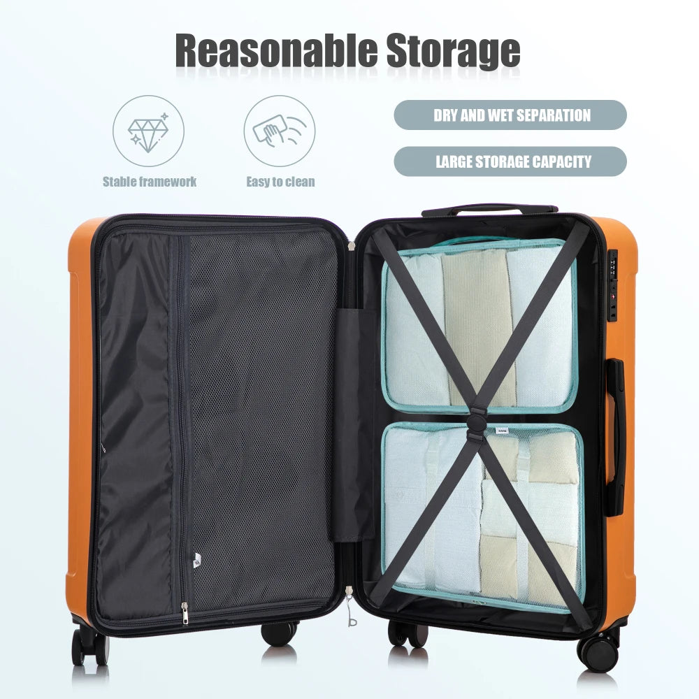 20"/24"/28" Suitcases in 360 ° Dual Rotating Wheel Luggage,Carry on Suitcase, Matching Color, TSA Combination Lock Hard Luggage,