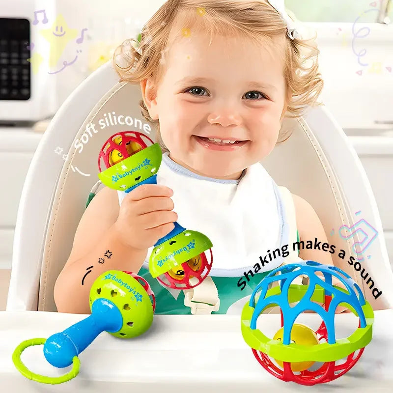 3pcs Baby Rattles 0 12 Months Baby Educational Toys Shaker Grab Spin Set Sensory Educational Newborn Gift for Infant Boy Girls
