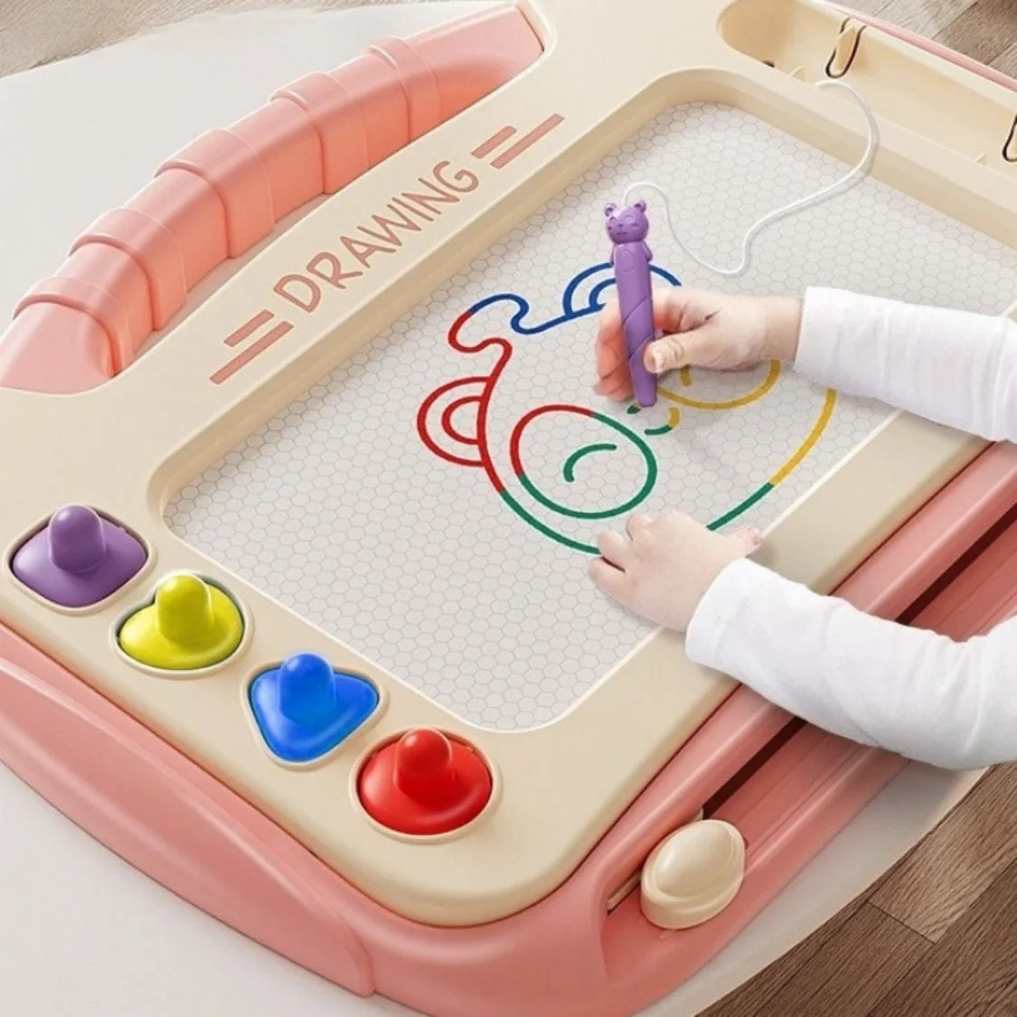 Toddler Magnetic Drawing Table Board, Erasable Kids Graffiti Writing Sketch Pad with Stamps & Pen, Portable Educational Drawing Toy, Perfect Children Holiday Birthday Gift