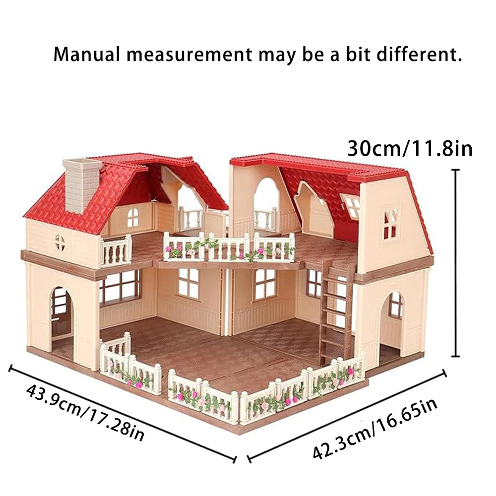SENGTONGLEHOUSE-A08 DIY Assemble Dollhouse Villa Big House Pretend Play Toy For Girls Simulation Forest Family Cottage Doll House Playset Kids Birthday Gift