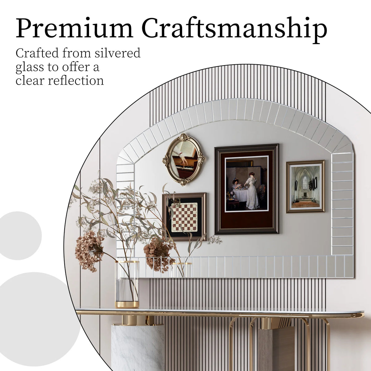 Extra Large Arched Wall Mirror, Silver Glass, Venetian Accent Mirror, Home Living Room Decor, Bling Beveled Edge