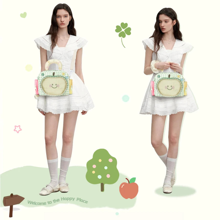 Kabaqoo Cute Apple Ita Bag Women Crossbody PU Leather