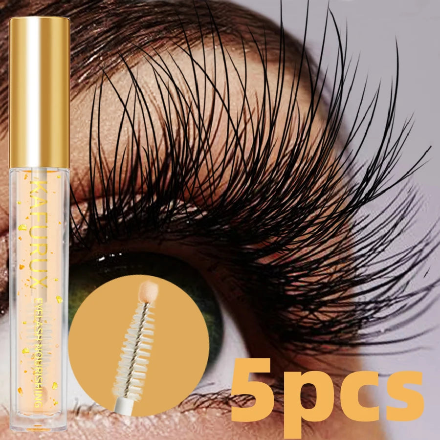 5pcs Nourishing Eyelash and Eyebrow Enhancer Serum Transparent Natural Ingredients for Longer Fuller Thicker Eyebrows Eyelash Korean Makeup Eye Cosmetic for Women Gifts Eye Tools Beauty