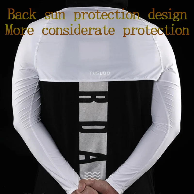Men’s Ice Silk Sun Protection Shawl Arm Sleeves, UPF 50+ UV Block Integrated Cycling Arm Cover