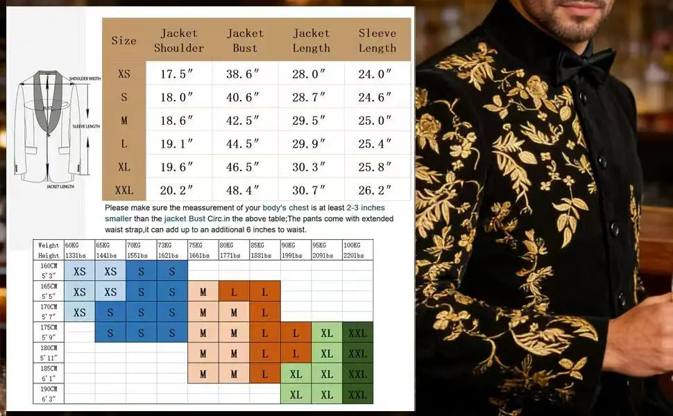 Men's Velvet Blazer With Floral Embroidery For Weddings And Parties