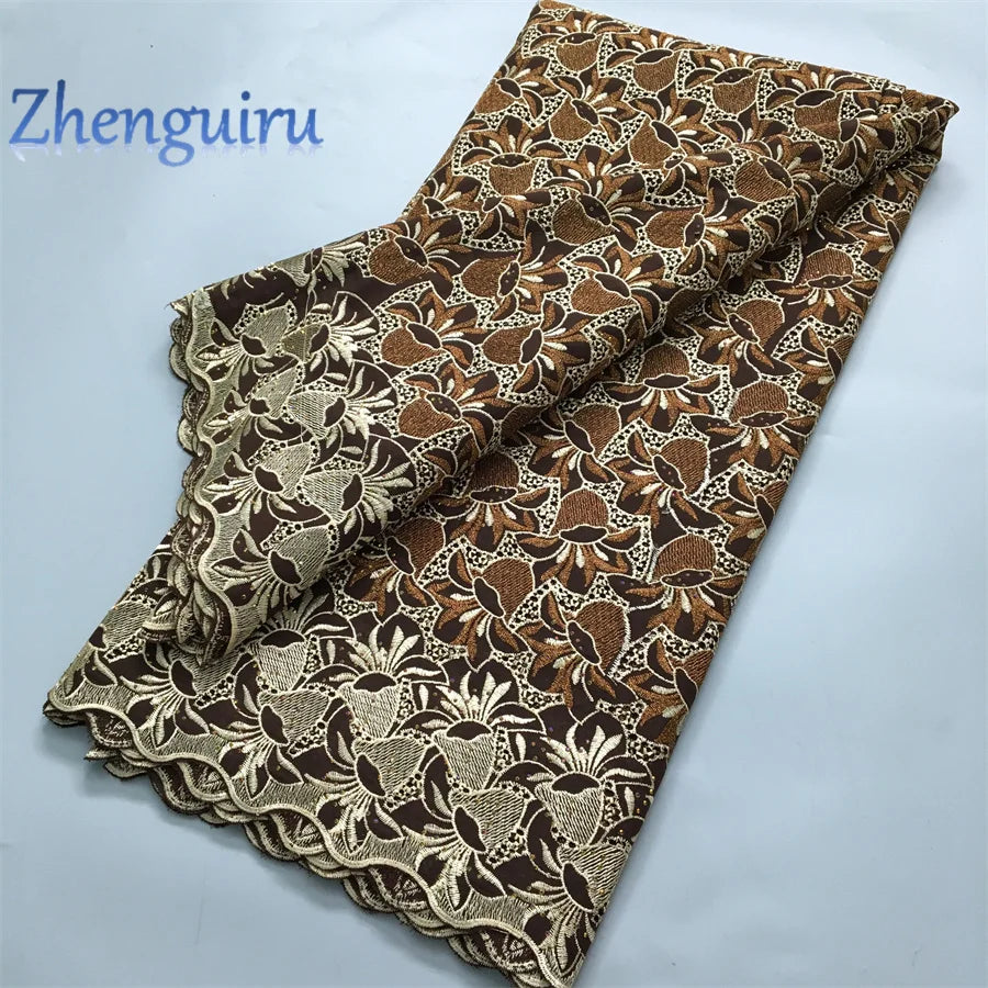 African Lace Fabric Swiss Voile Cotton Embroidered Nigerian Lace 5 Yards