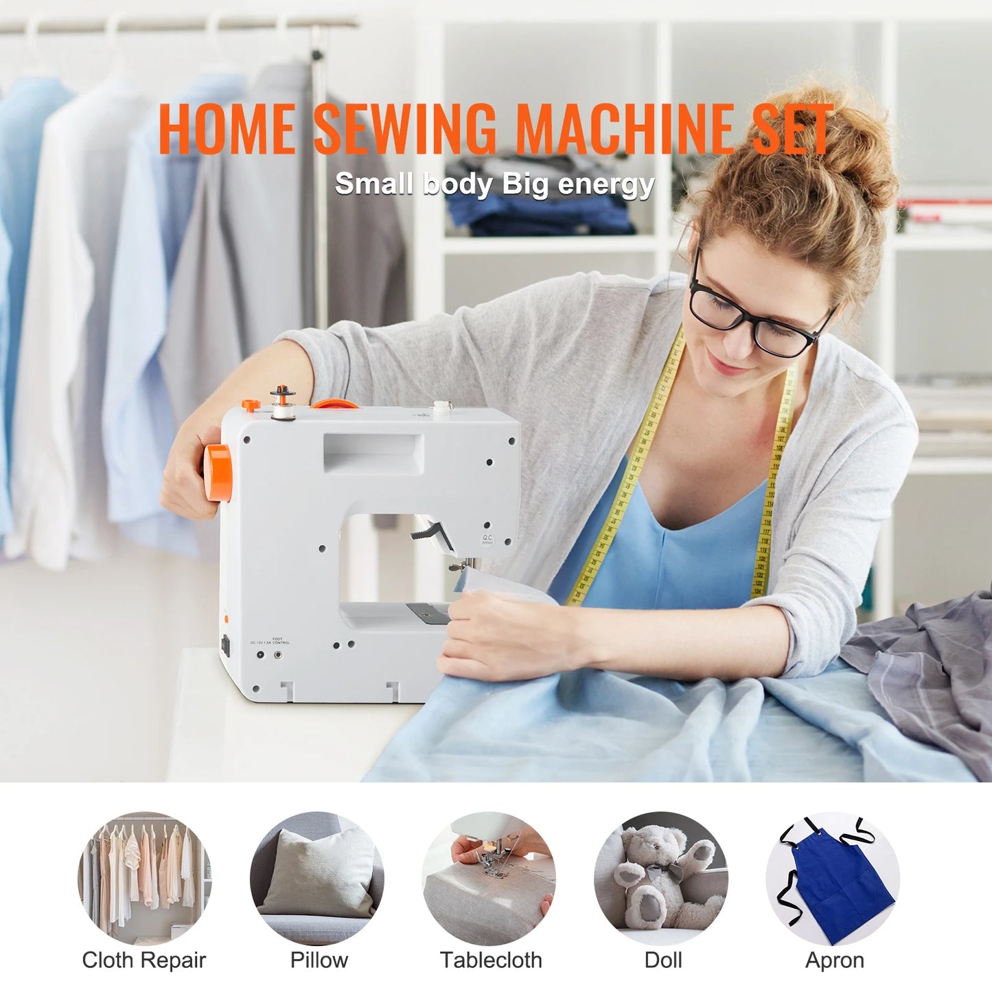 SucceBuy Sewing Machine Portable Sewing Machine for Beginners 38 Built-in Stitches & Reverse Sewing Dual Speed Sewing Machine