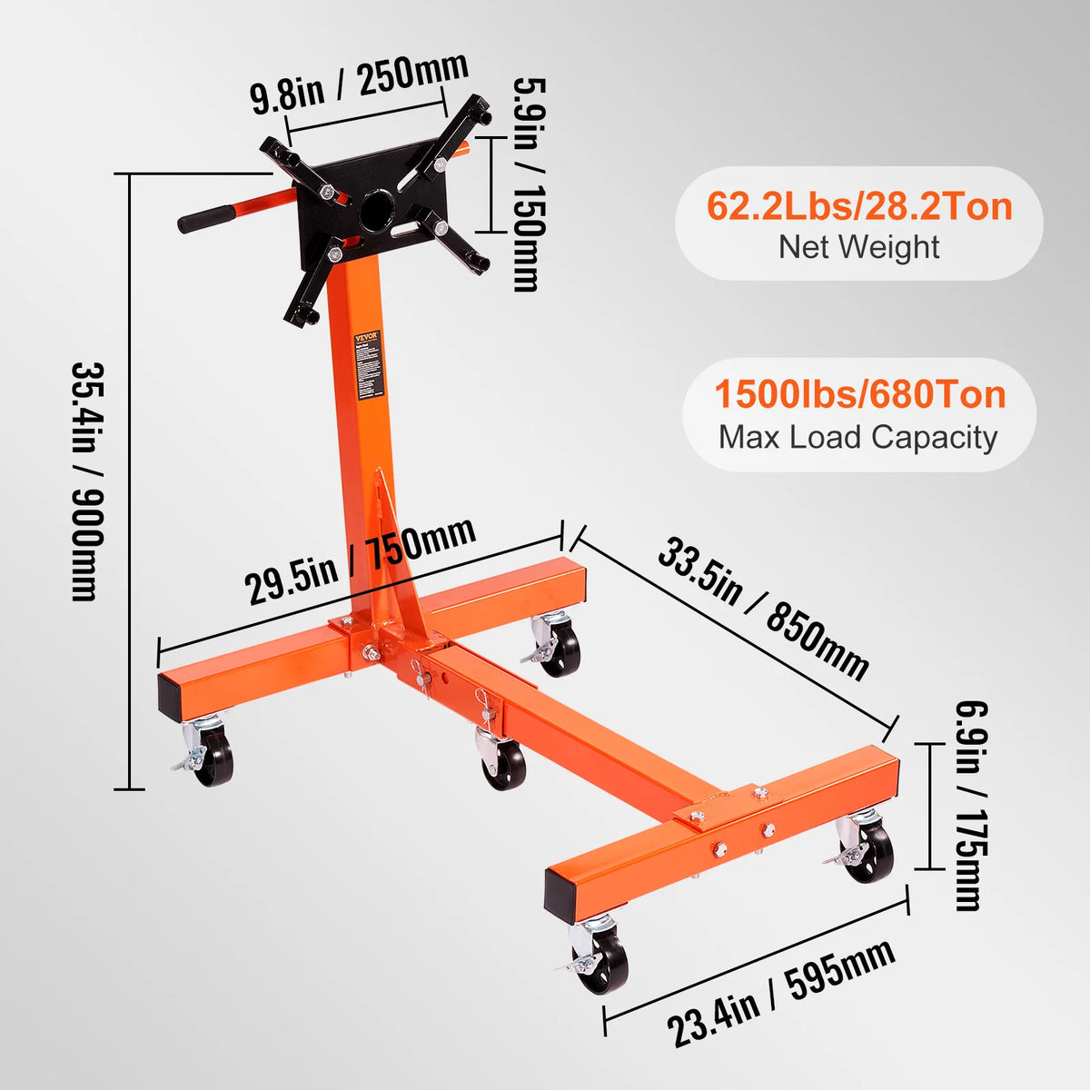Rotating Engine Stand with Adjustable Head and 360 Degree Rotation
