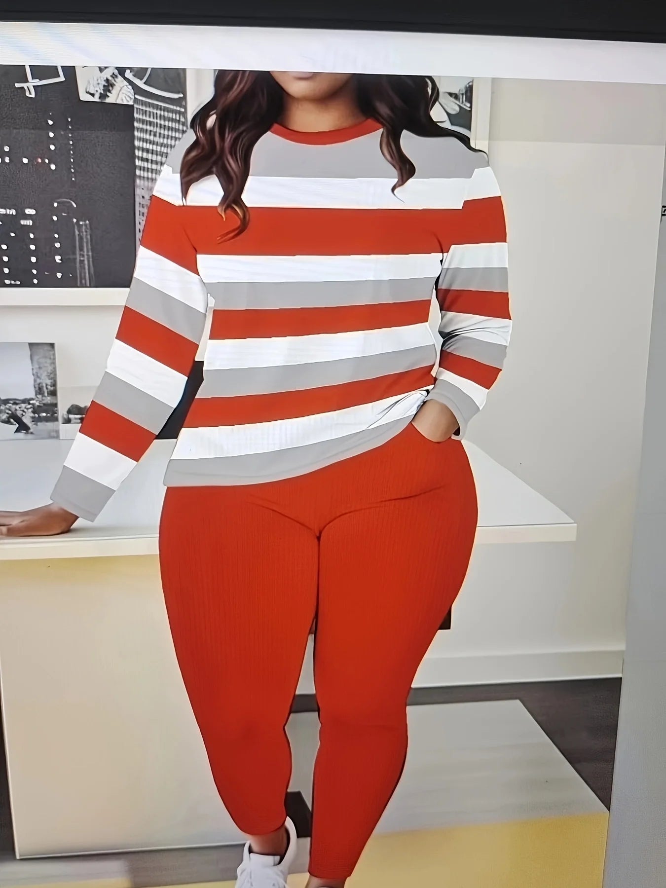 Women's Relaxed Fit Two Piece Knit Loungewear Set