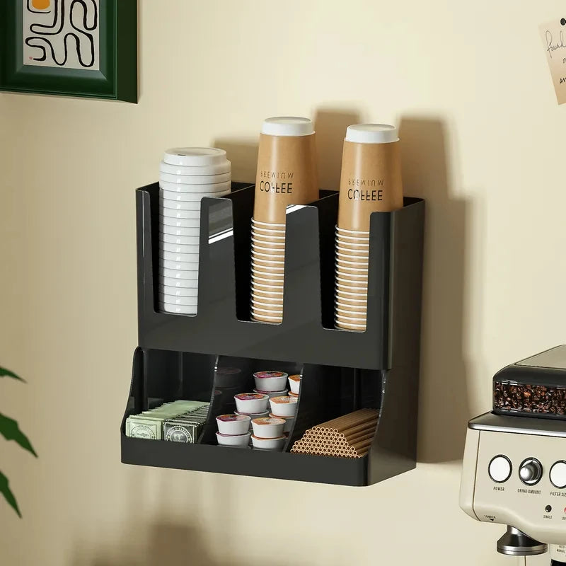 Coffee Station Organizer For Countertop And Wall Mounted Coffee Bar