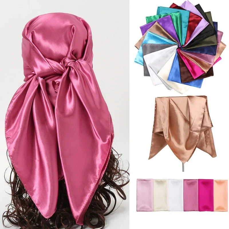 JTVOVO Silk Hijab Scarf Women Satin Solid Bandana Shawl