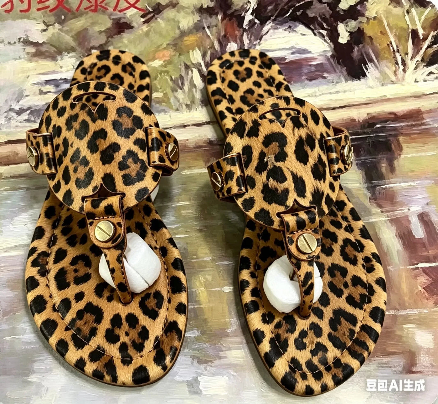 Women's Flat Sandals Summer Fashion Slip-On Slippers Square Toe Open-Toe Design, Suitable for Everyday Women Wear Flat Slippers