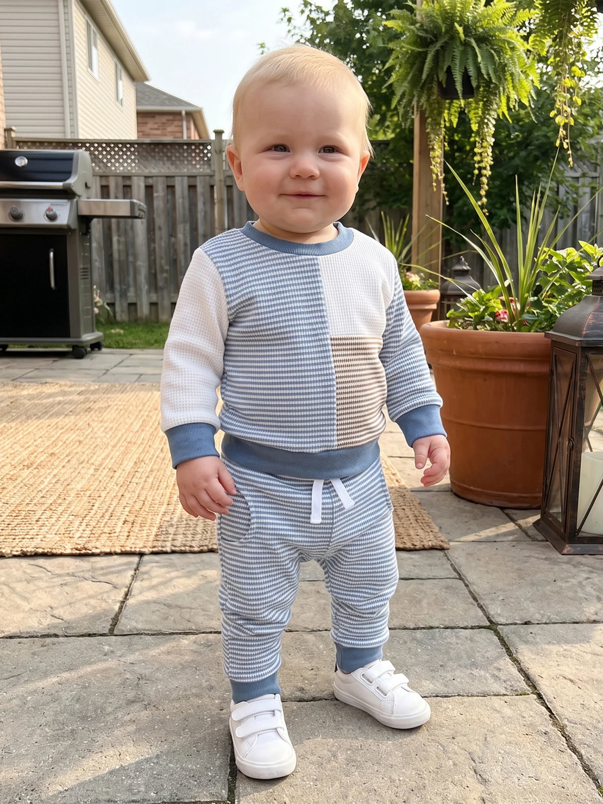 Baby Boy Fall Sleeve-Sweatshirt Toddler Baby Boy Fall Outfit Striped Boy Fall Boy-Fall-Outfit Outfit Striped Toddler Baby