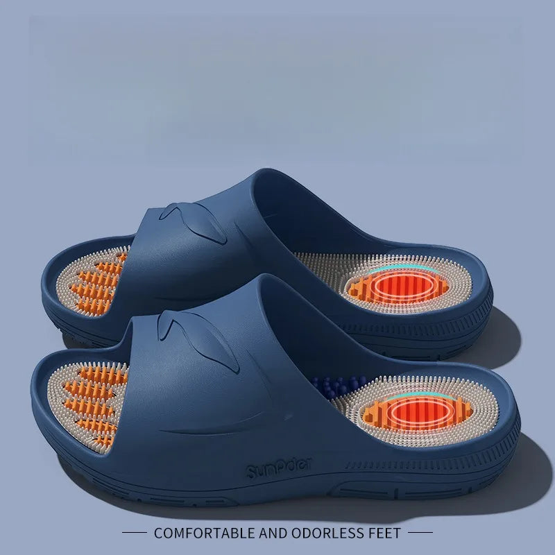 Particle massage cool slippers for men and women, summer indoor home anti-slip slippers - pure color simple casual slippers
