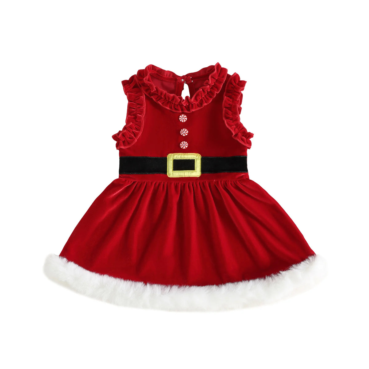 Velvet Fur Trim Santa Baby Girl Velvet Girl Christmas Sleeveless Toddler Baby Girl Fur Trim Toddler Baby Girl