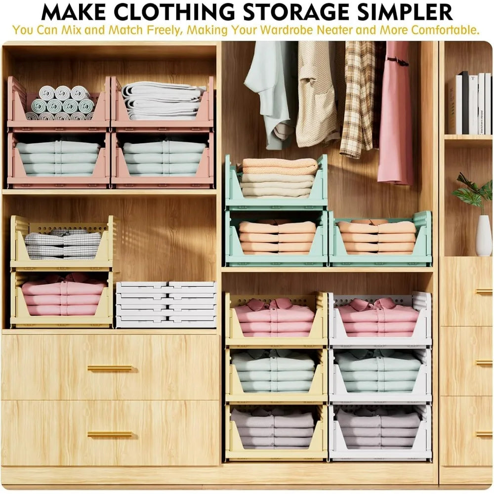 Stackable Closet Storage Basket 5 Pack Multifunctional Foldable Organizer