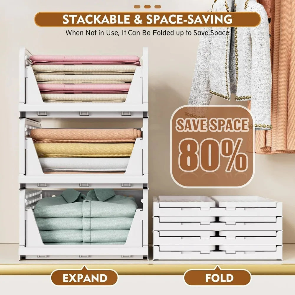 Stackable Closet Storage Basket 5 Pack Multifunctional Foldable Organizer