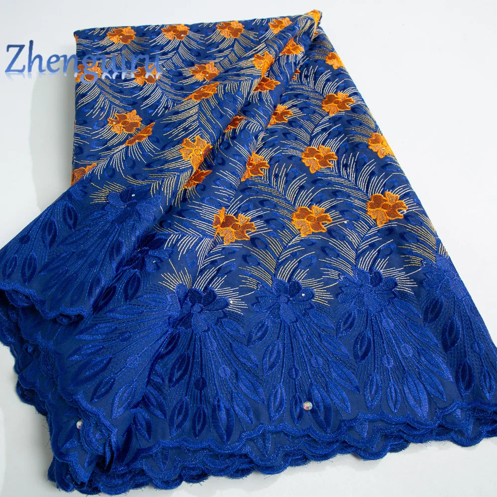 African Lace Fabric Swiss Voile Cotton Embroidered Nigerian Lace 5 Yards