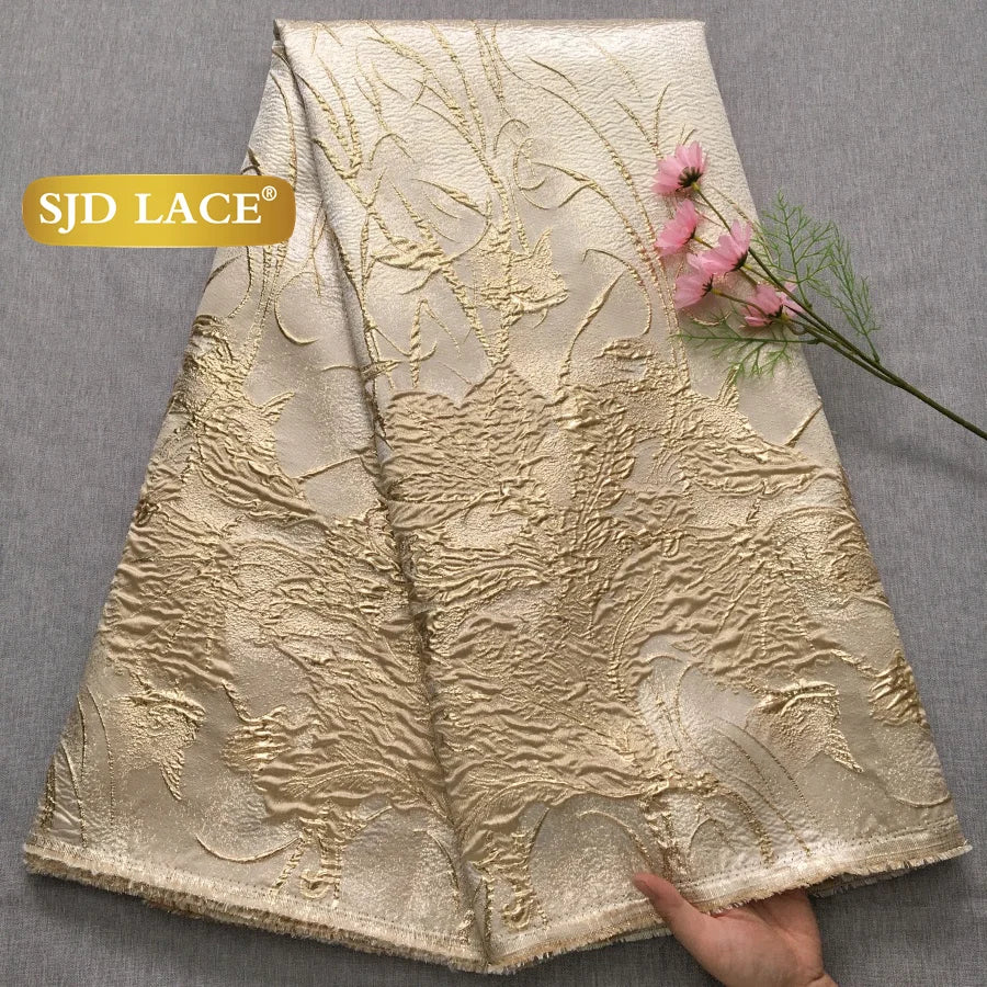 Nigerian Brocade Lace Damask Fabrics African Jacquard For Women Dresses