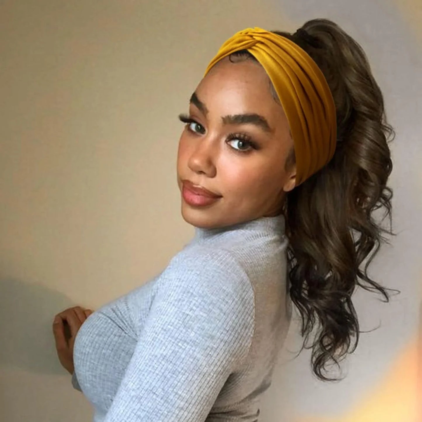 4 Pack Turban Headbands for Women Wide Vintage Head Wraps Knotted Cute Hair Band Accessories