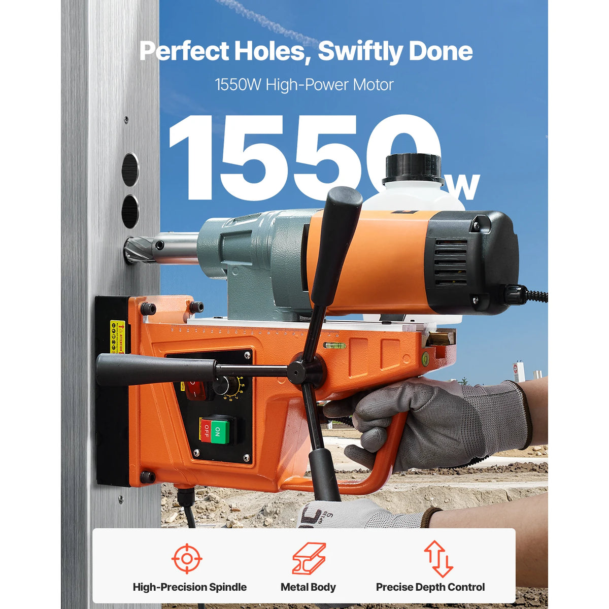 SucceBuy Portable Magnetic Drill Press for Metal Surface Drilling