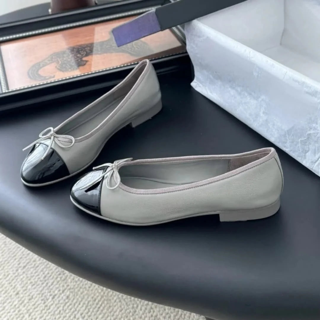 Women's Genuine Leather Ballet Flats With Bow Detail