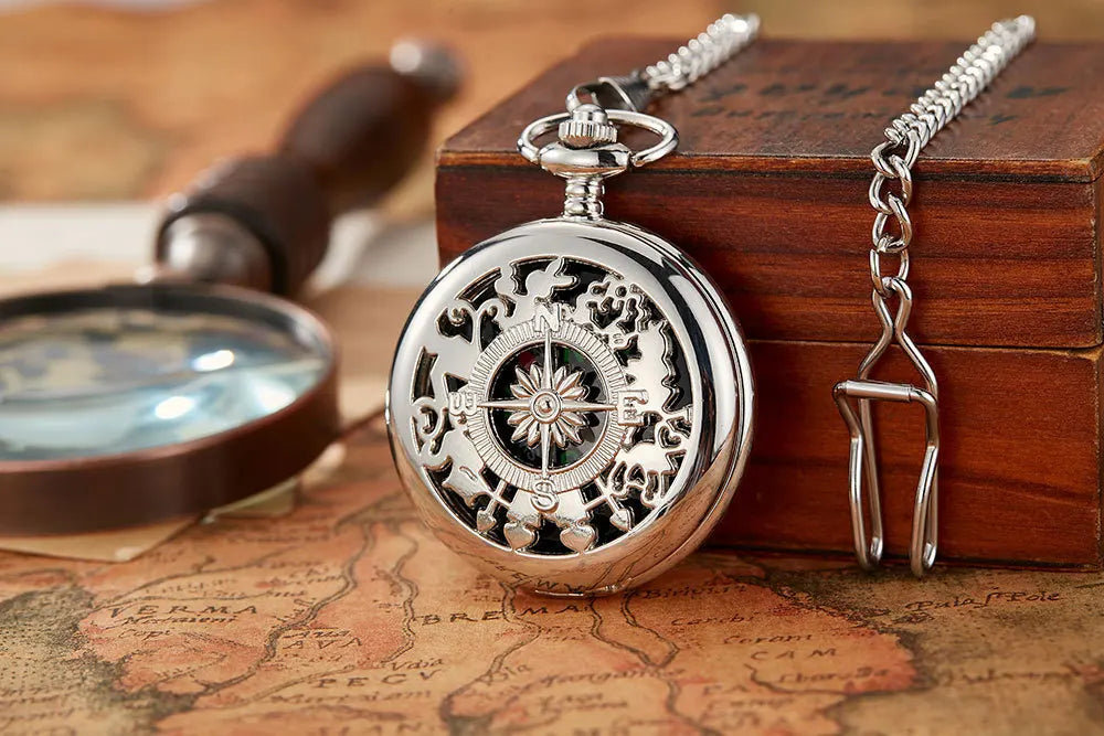 Antique Steampunk Arabic Numerals Quartz Pocket Watch Necklace Pendant Unisex
