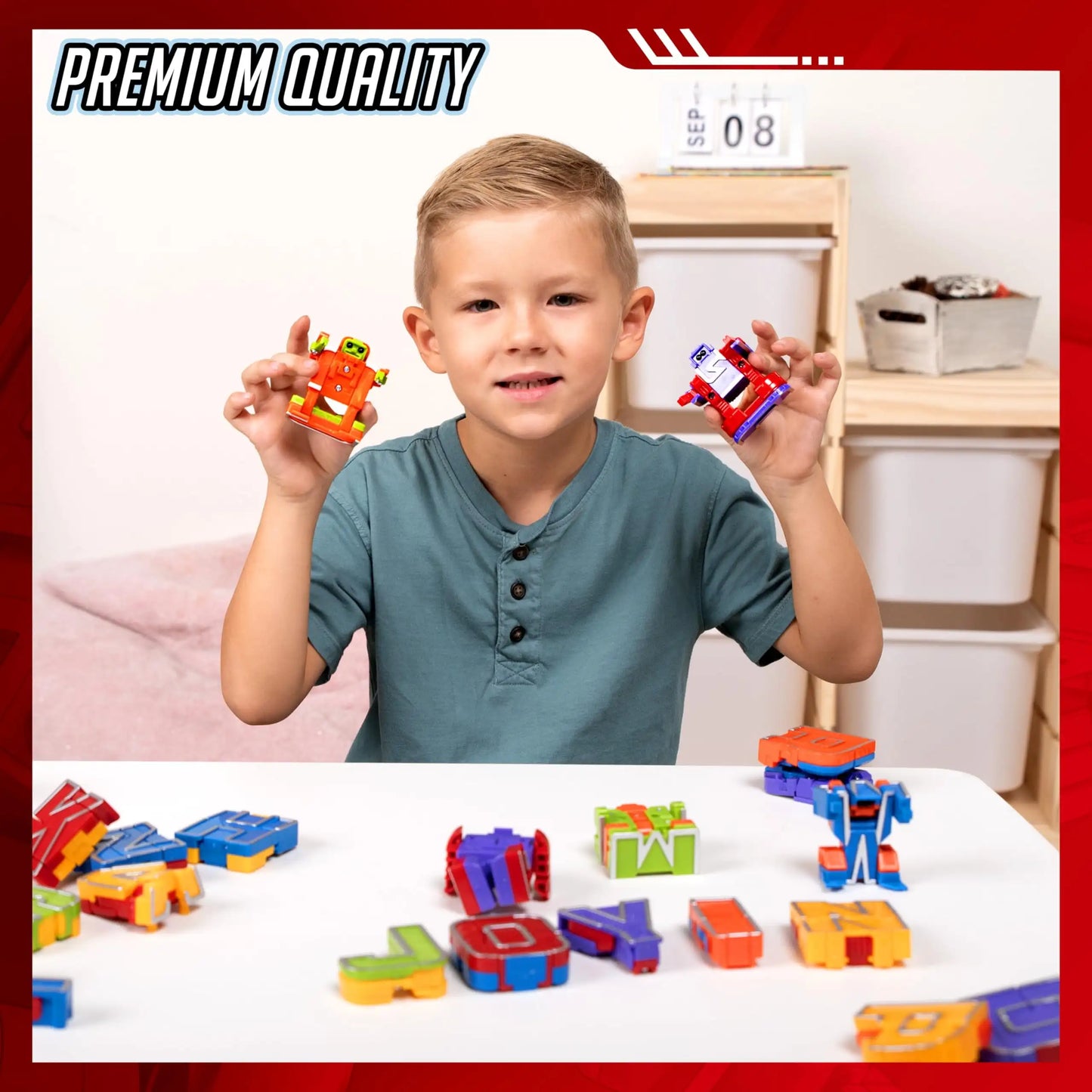 Joyfy 26 in 3 Alphabet Bots Toy 26 Pc Transforming Robot Educational Building STEM Toy for Toddlers Preschool Boys Birthday Gift