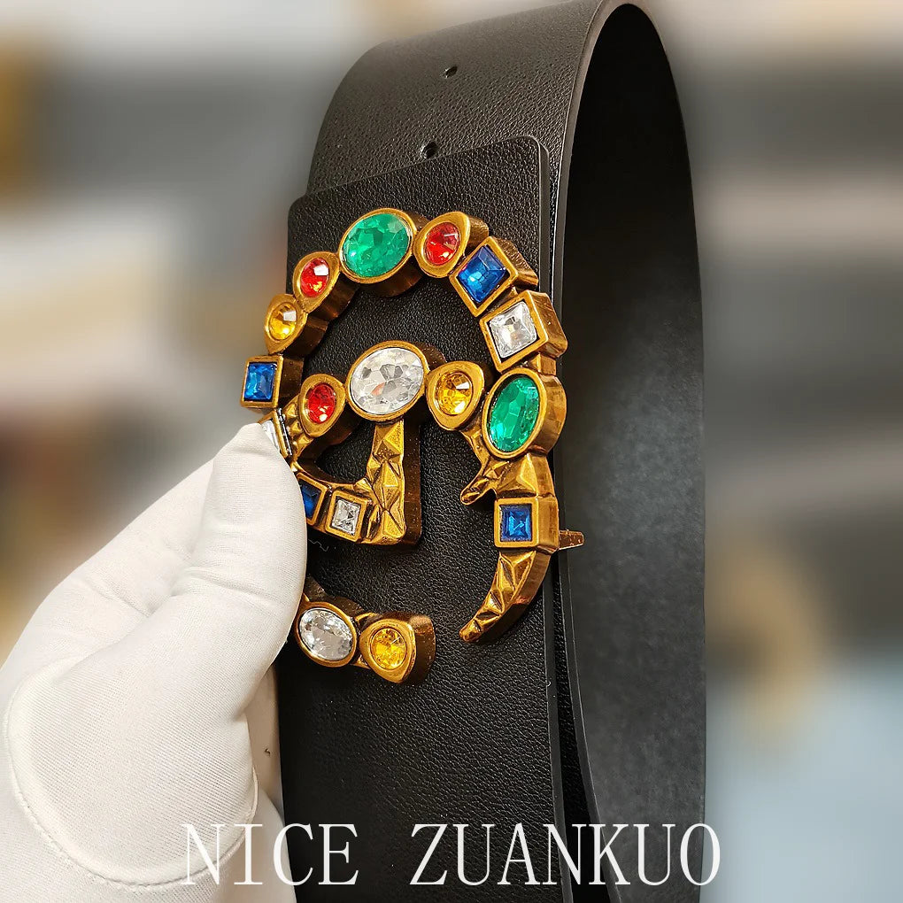 Women's Genuine Leather Belt, Italian High-end Luxurious Leather Belt, Fashionable and Individualized Women's Belt, with A Super Wide 7-centimeter Retro Smooth Buckle Design. It Fits and Enhances The Figure, Suitable for Pair