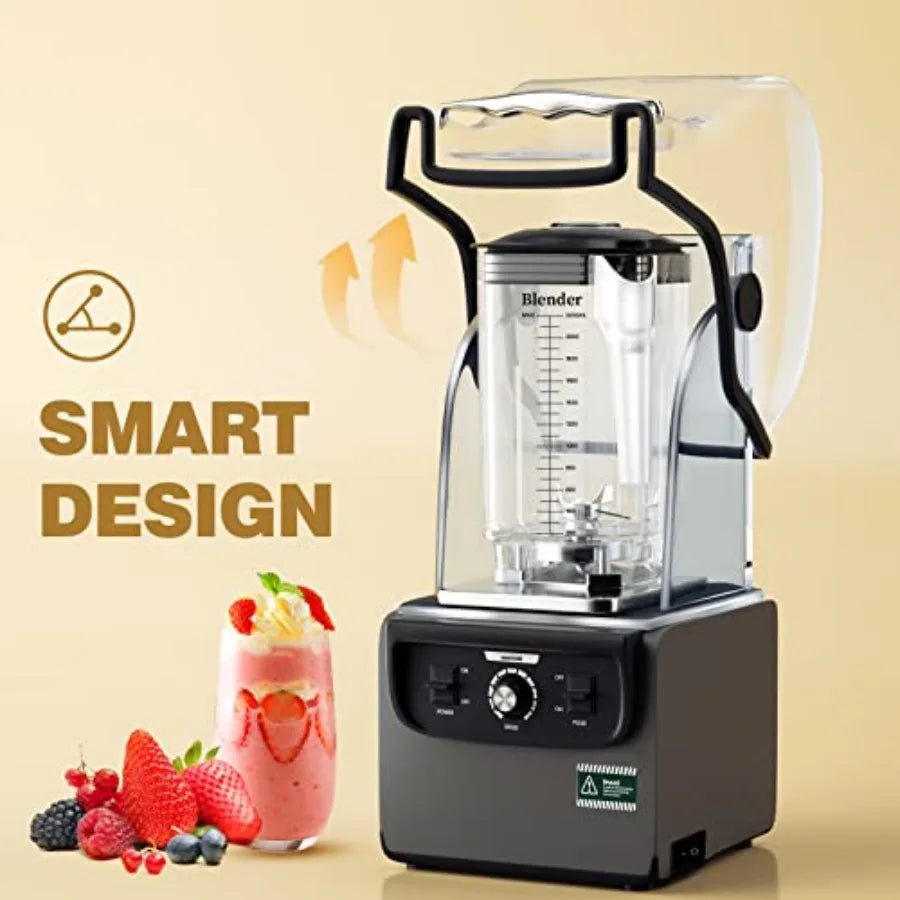 Commercial Quiet Blender for Kitchen Smoothie Protein Shake 2200ml 1800W Countertop Professional Electric Food Machine with Sil