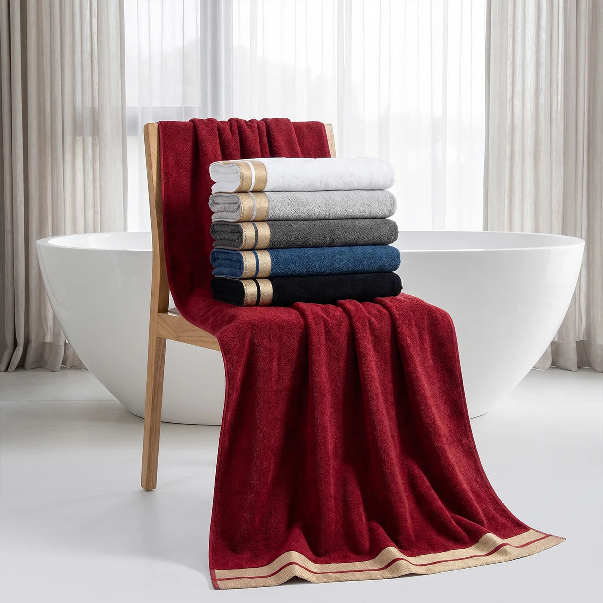 8-Piece Luxury Pure Cotton Bath Towel Set, 2 Bath Towels + 2 Face Towels + 4 Washcloths, Soft and Comfortable, Highly Absorbent, 100% Cotton Towels, Bathroom Decoration Accessories, Everyday Use Towels