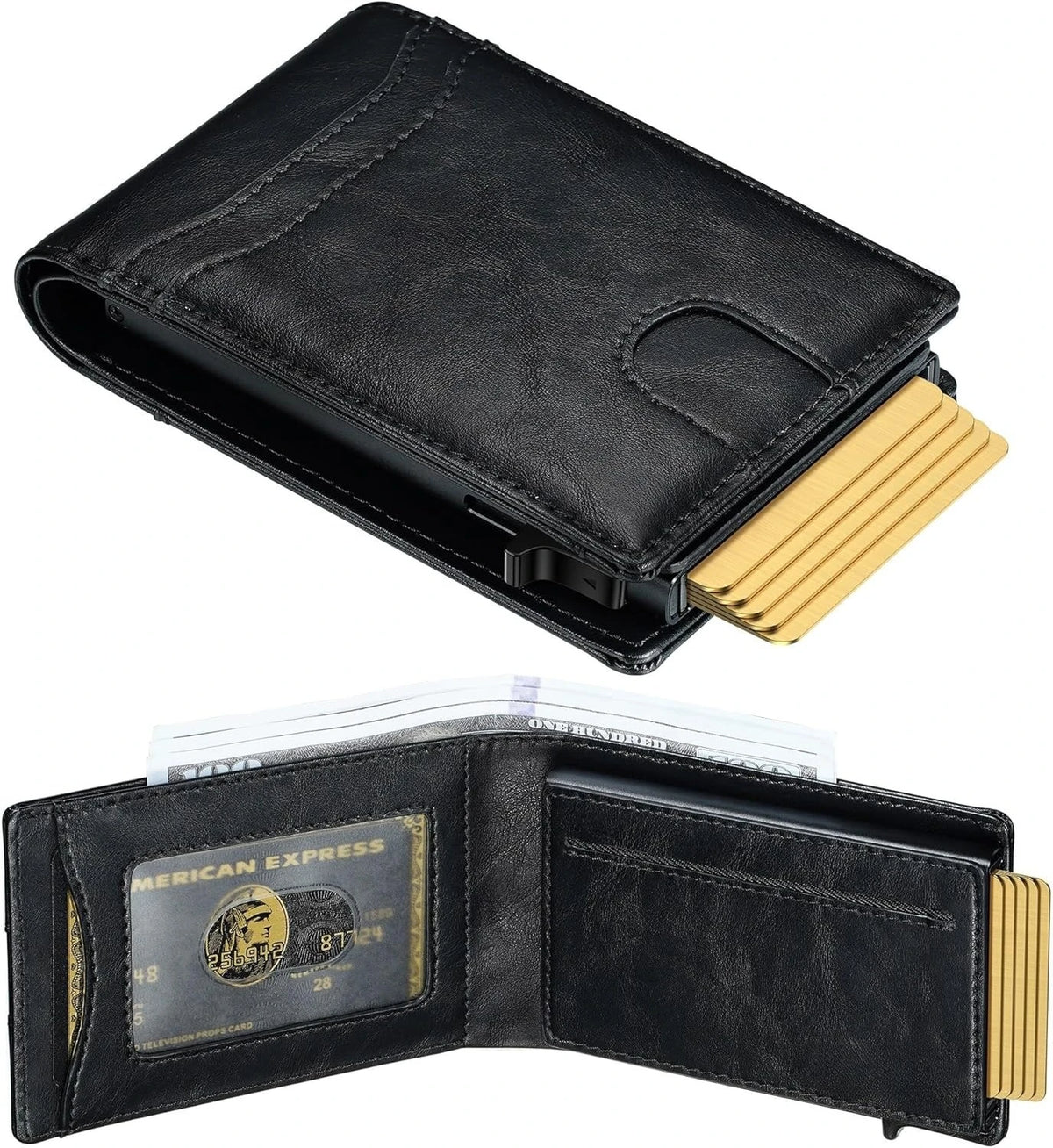 Card Wallet For Men Slim: Smart Rfid Minimalist Front Pocket Pop Up Wallet with ID Window
