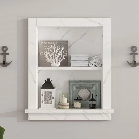 Recessed Wood Medicine Cabinet With Wall Mounted Shower Storage Niche