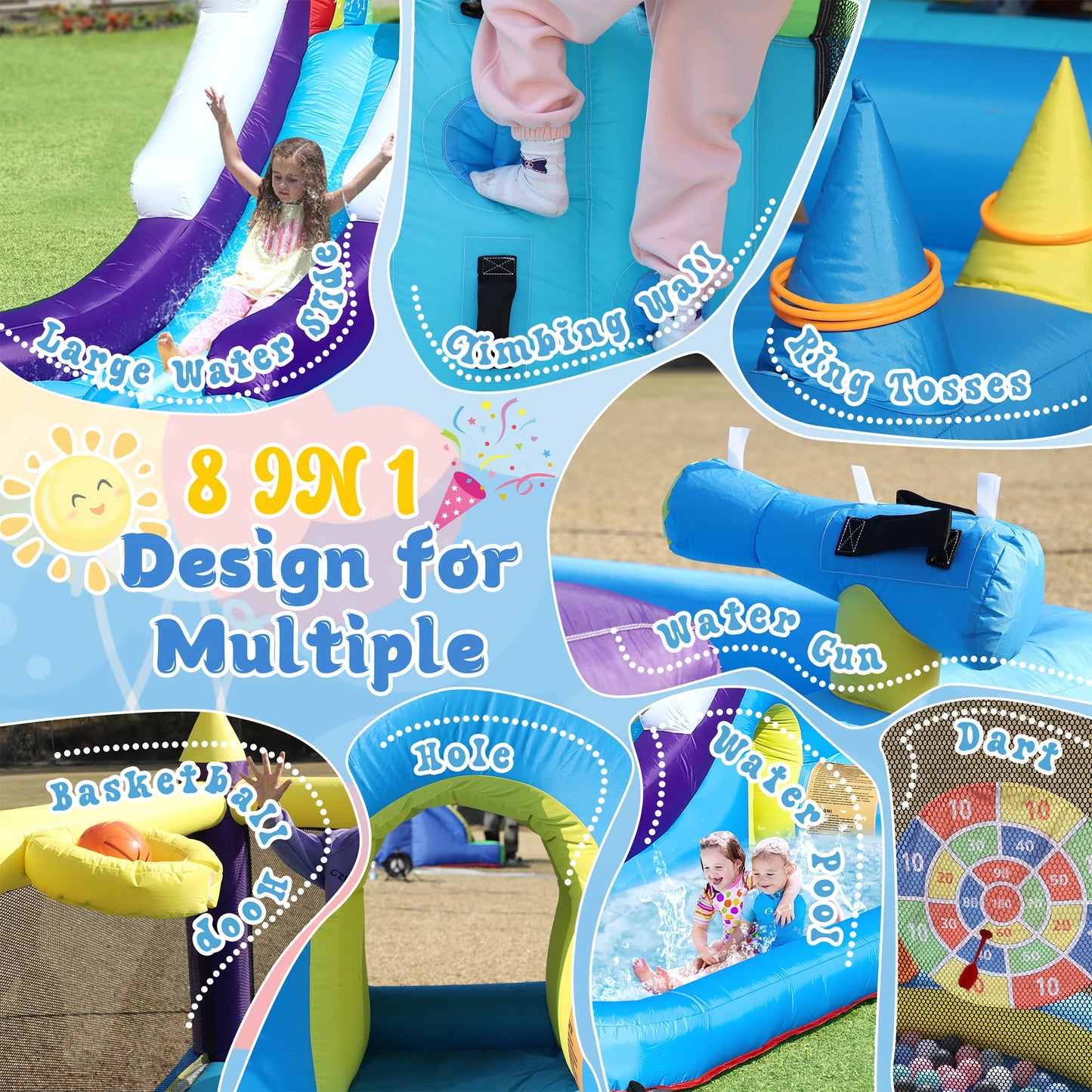 16ft Inflatable Water Slide Bounce House W/ Splash Pool for Kids Backyard Party Commercial Children's playground