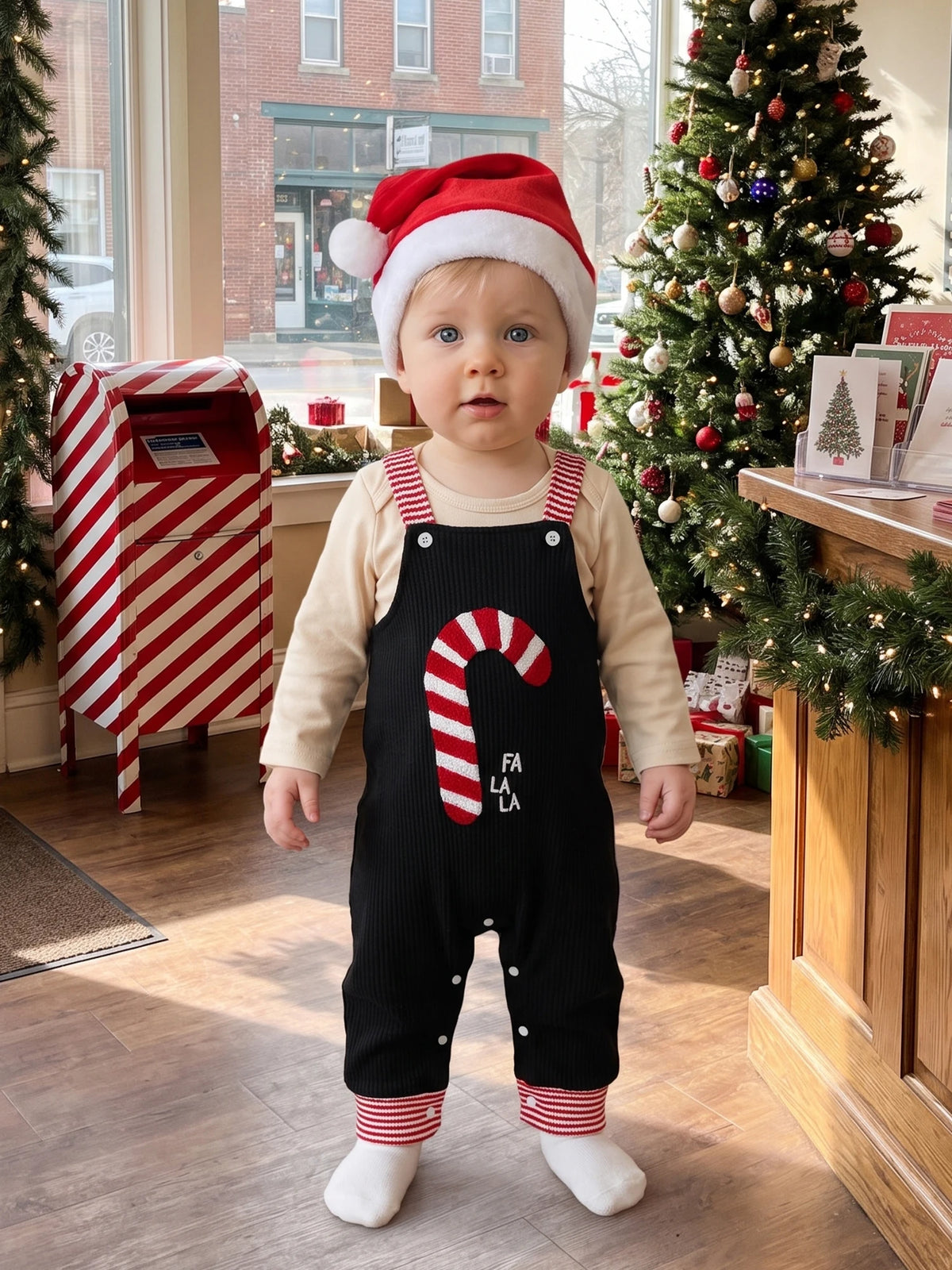 With Candy Overalls Hat Romper With Outfit Long Boy Long Sleeve Christmas Baby Compact With Candy Overalls Hat