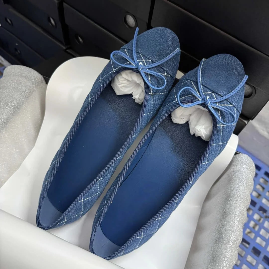 Women's Leather Ballet Flats With Bow Comfortable Casual Shoes