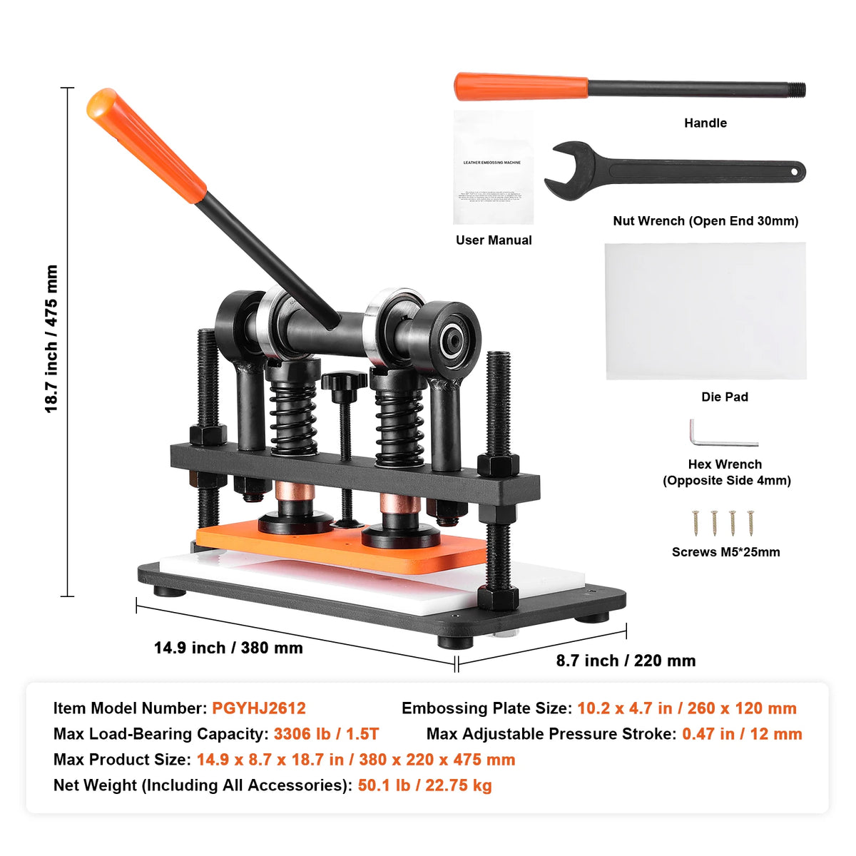 SucceBuy Manual Leather Die Cutting and Embossing Machine