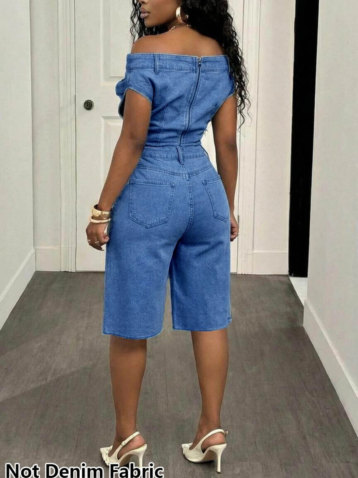 Women's Off Shoulder Sleeveless Fitted Top Matching Loose Knee Length Shorts For Street Daily Weekend Urban Casual Fashion Occasions