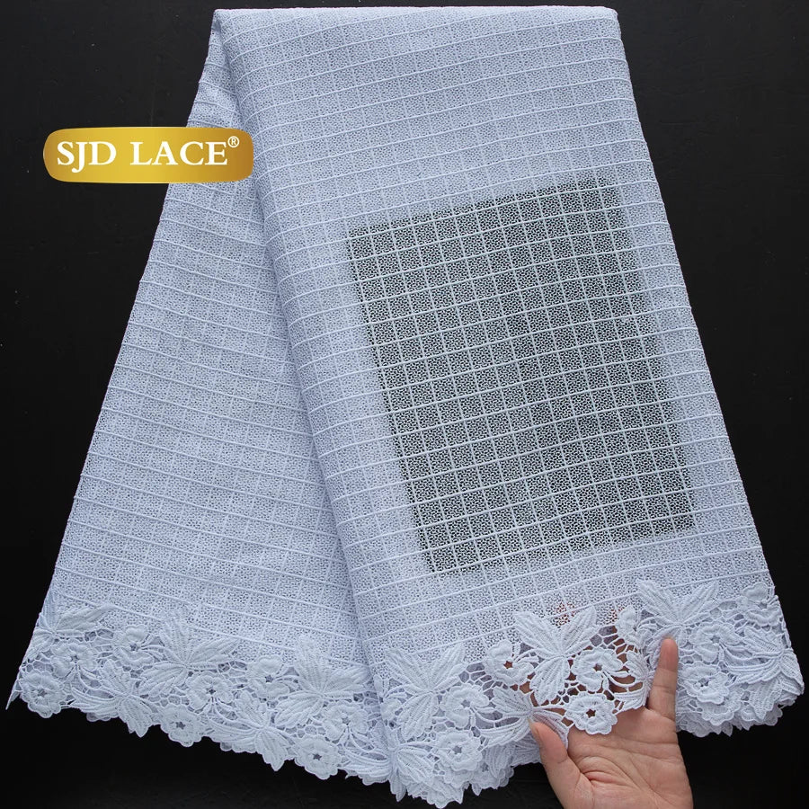 SJD Lace African Sequins Guipure Cord Lace Fabric Water Soluble