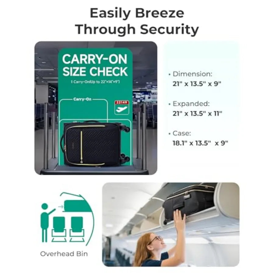 Carry On Luggage 20 Inch, Softside Expandable Suitcase with Spinner Wheels, Luggage 22x14x9 Airline Approved Rolling Lightweigh