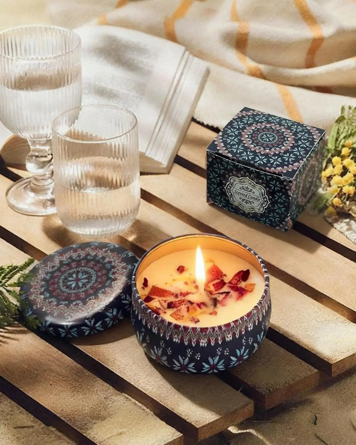 Natural Spa Gift Baskets 11pcs for Women Mom Wife - Self Care Pampering Set with Bath Bombs, Salts, Candle, Soap, Socks