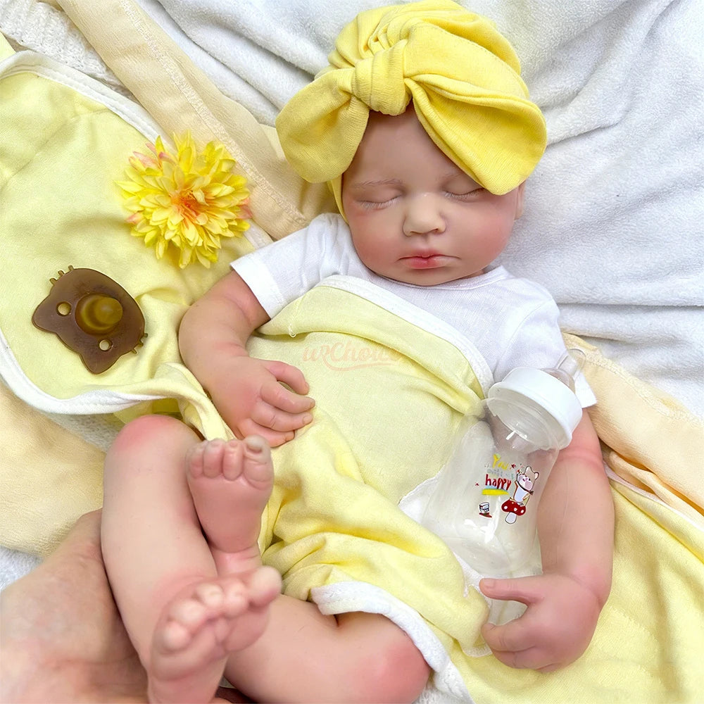 20inch Warm Companion Silicone Reborn Doll Fine Realistic Details Soft Full Body Comfort Doll  Can Open Mouth Loulou for Elderly People Living Alone