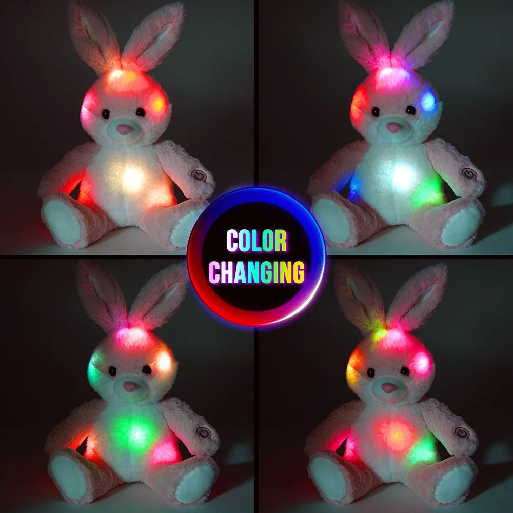 30cm Light up Rabbit Stuffed Animal Plush Toy Glowing Bunny Gift for Girls Boys Kids